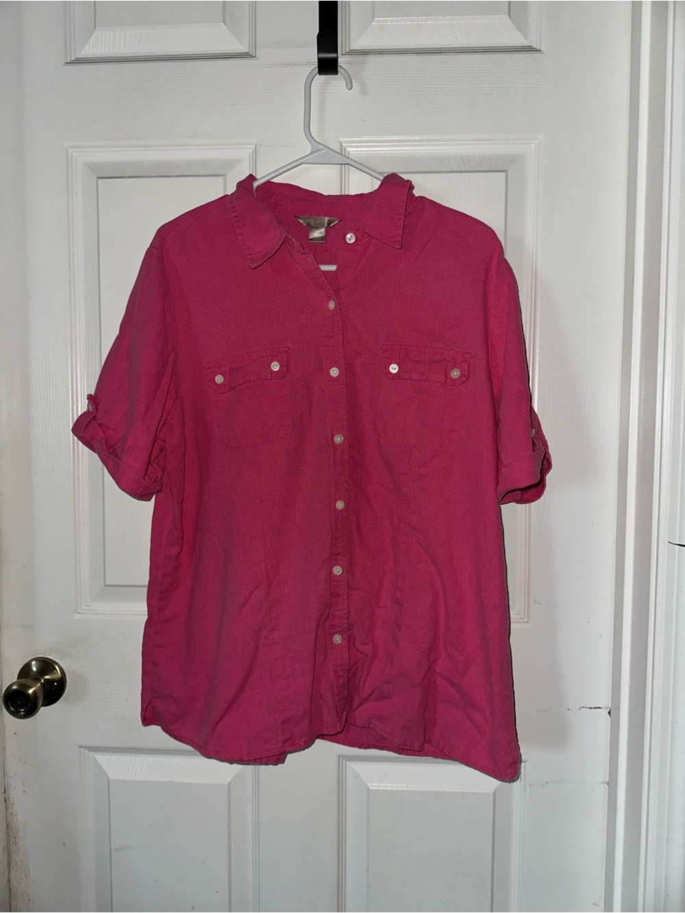White Stag Pink Button Up Top Size XL